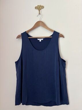 Lunya Deep Blue Washable Silk Tulip Back Pajama Tank Top Sz 1X